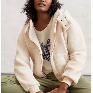 Anthropologie Cream Sherpa Hoodie sz M